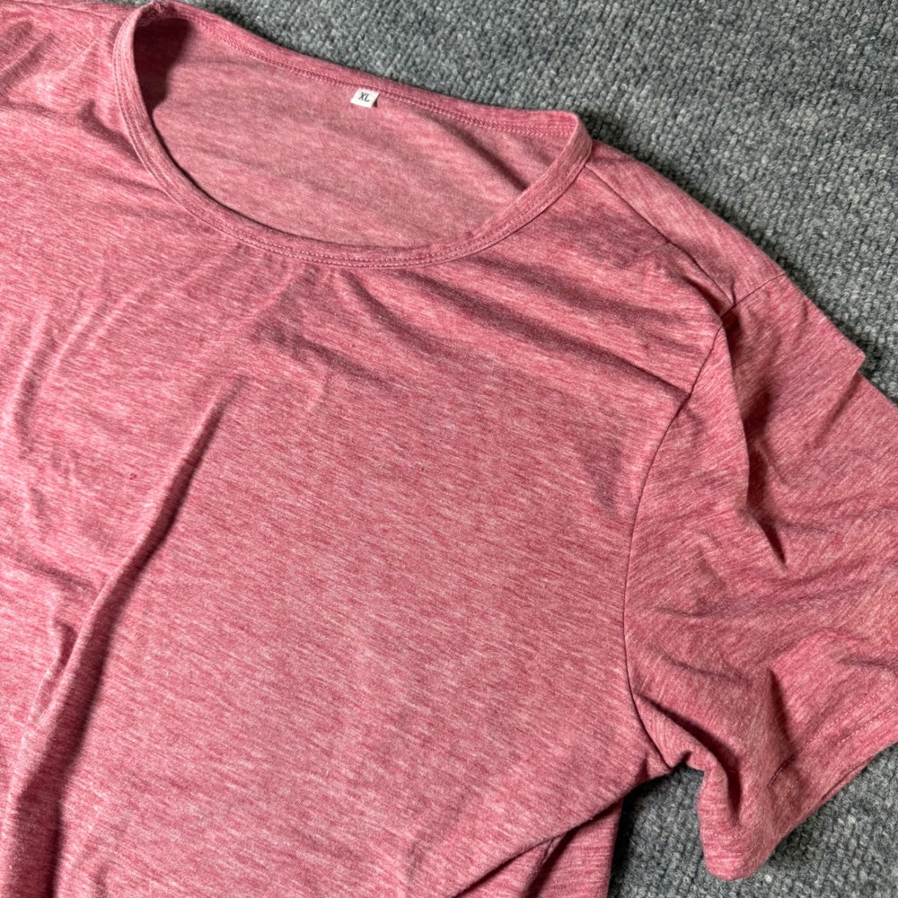 Womens XL Burgundy‎ Heathered Twist Front Short Sleeve Tunic Top